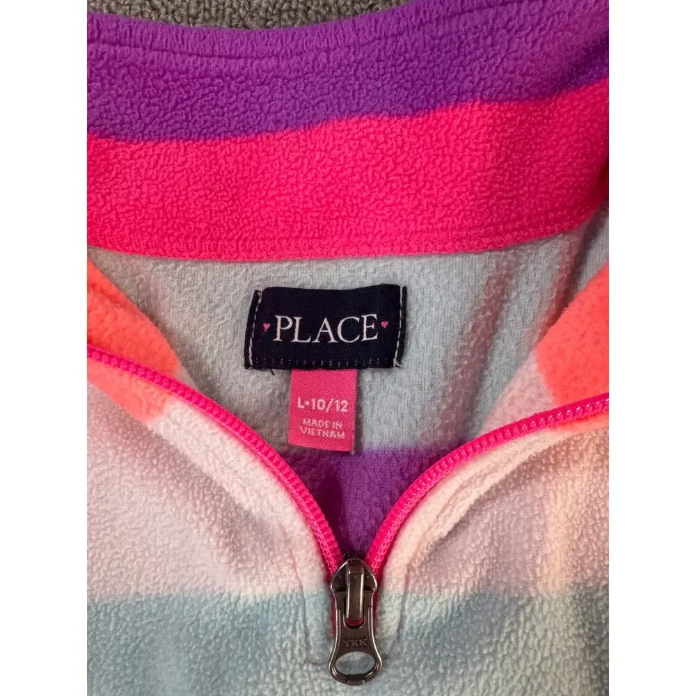 Children's Place Girls Fleece Set Quarter Zip Pants Pink Multi Sz Large‎ (10-12)